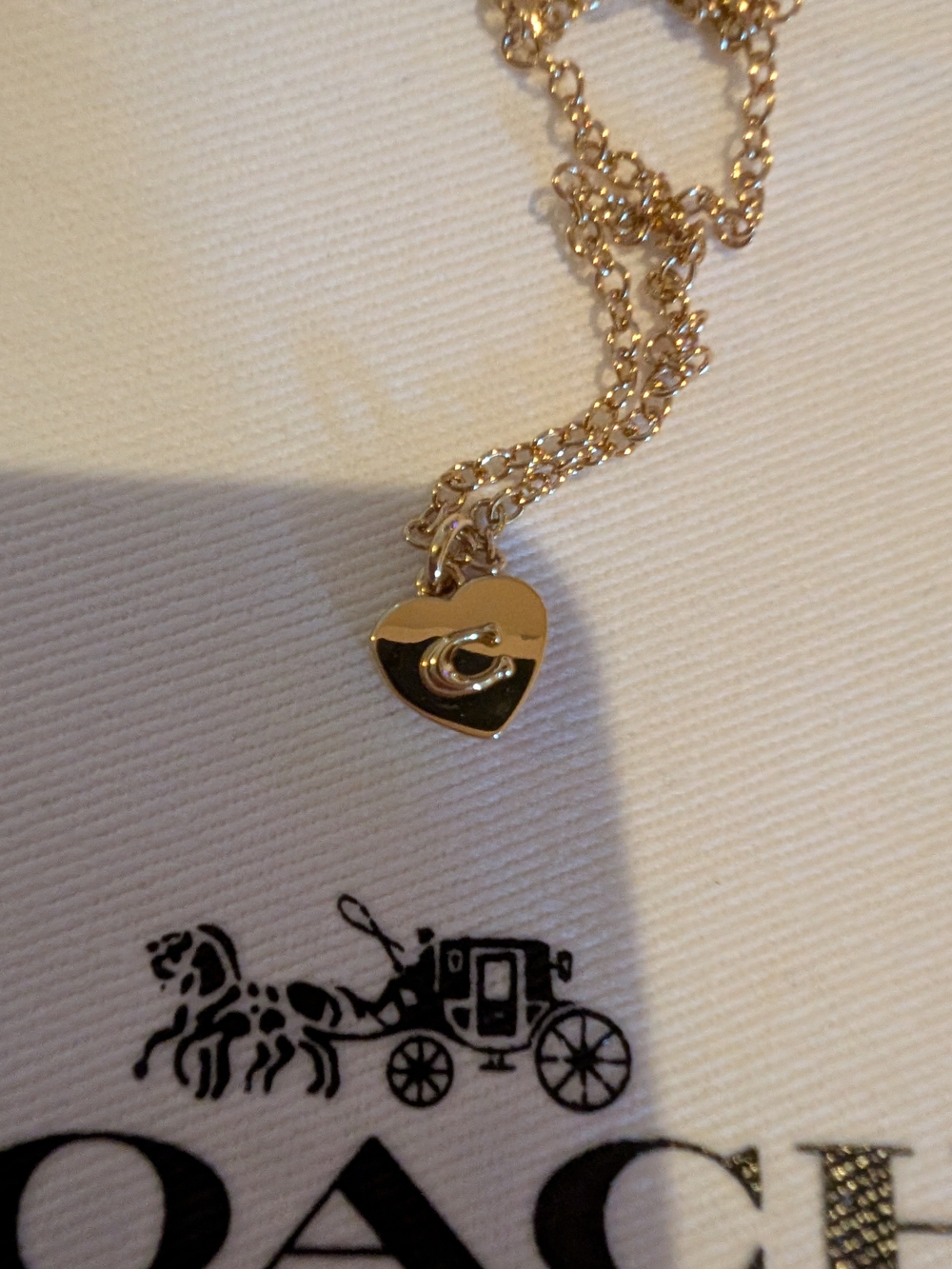 Coach Gold Heart Pendant with Signature C Charm